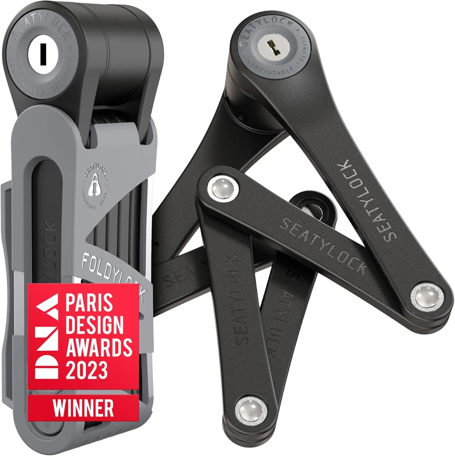 Seatylock FoldyLock Mini Folding Bike Lock - Patented Lightweight Bicycle Lock - Heavy Duty Anti Theft Guard with Key for Electric Scooter & City Bikes