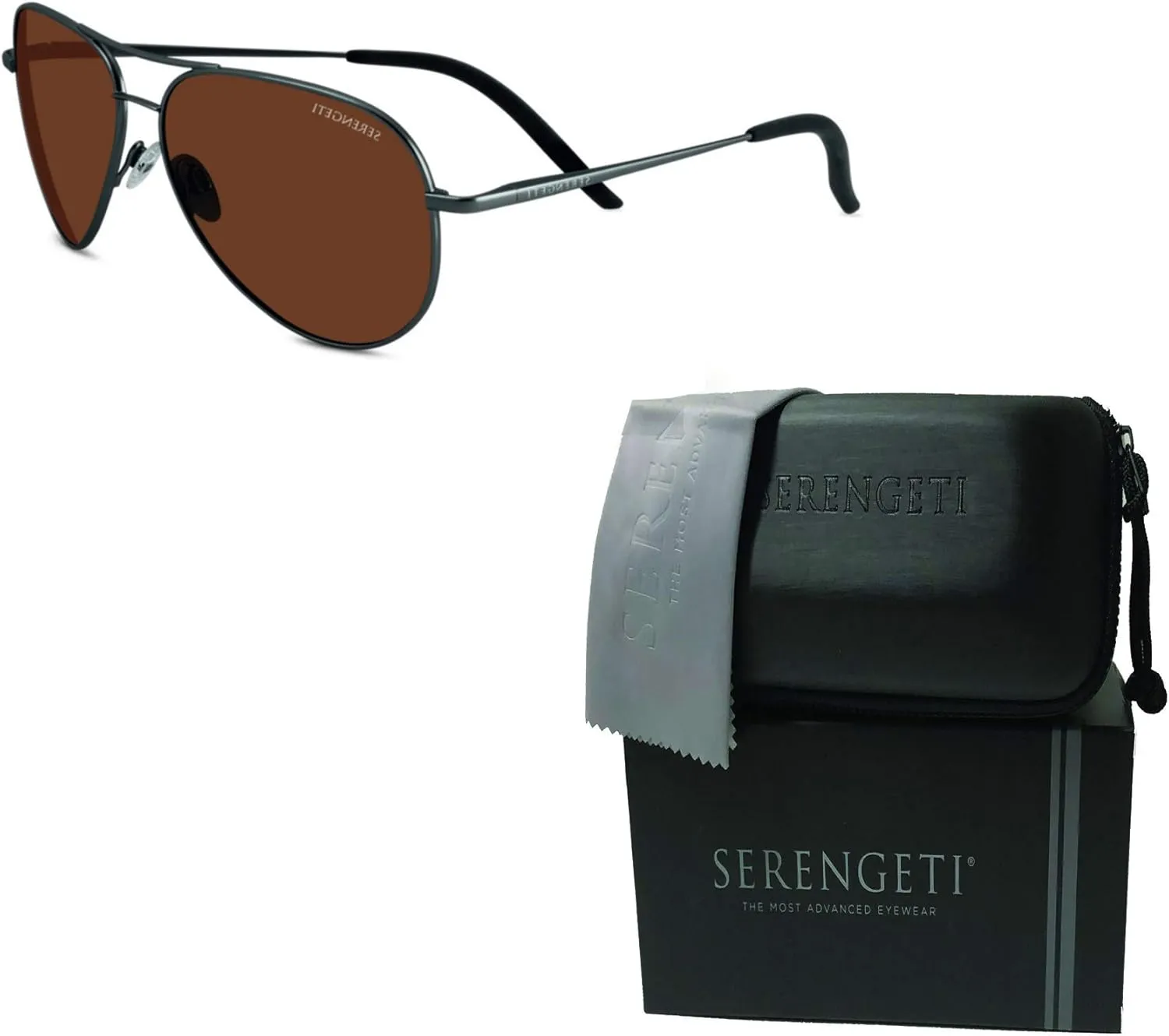 Serengeti Carrara 59MM Aviator Sunglasses For Men   BUNDLE with Designer iWear Kit