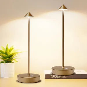 Set of 2 Rechargeable Cordless Table Lamp,6000mAh LED Battery Operated Desk Lamp Touch 3 Color Dimming Portable Outdoor Waterproof Table Light for Patio/Restaurant/Dining/Home (Bronze)