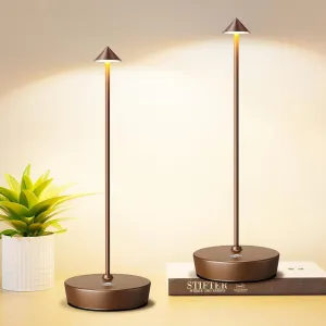 Set of 2 Rechargeable Cordless Table Lamp,6000mAh LED Battery Operated Desk Lamp Touch 3 Color Dimming Portable Outdoor Waterproof Table Light for Patio/Restaurant/Dining/Home (Coffee)