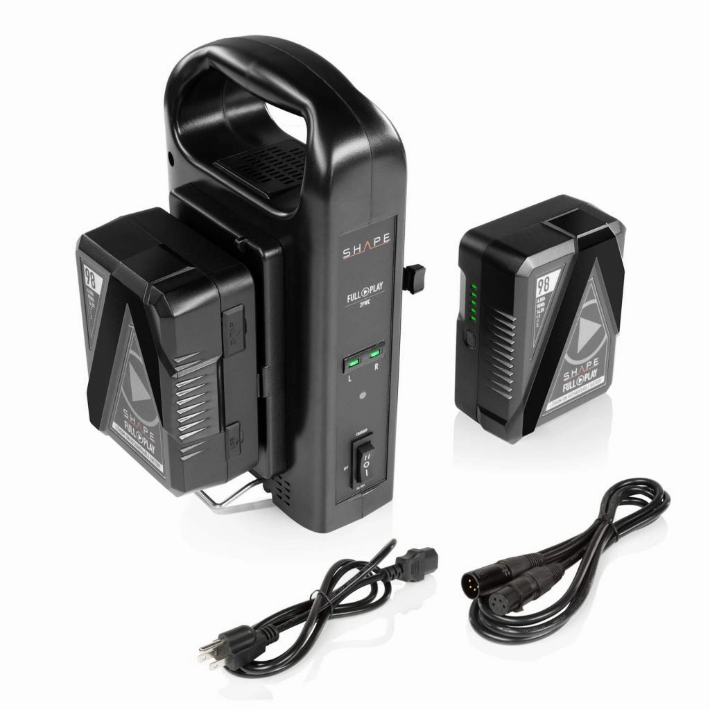 SHAPE Full Play Rechargeable Batteries 98 Wh V-Mount (2) with SHAPE Full Play Intelligent Dual Battery Charger