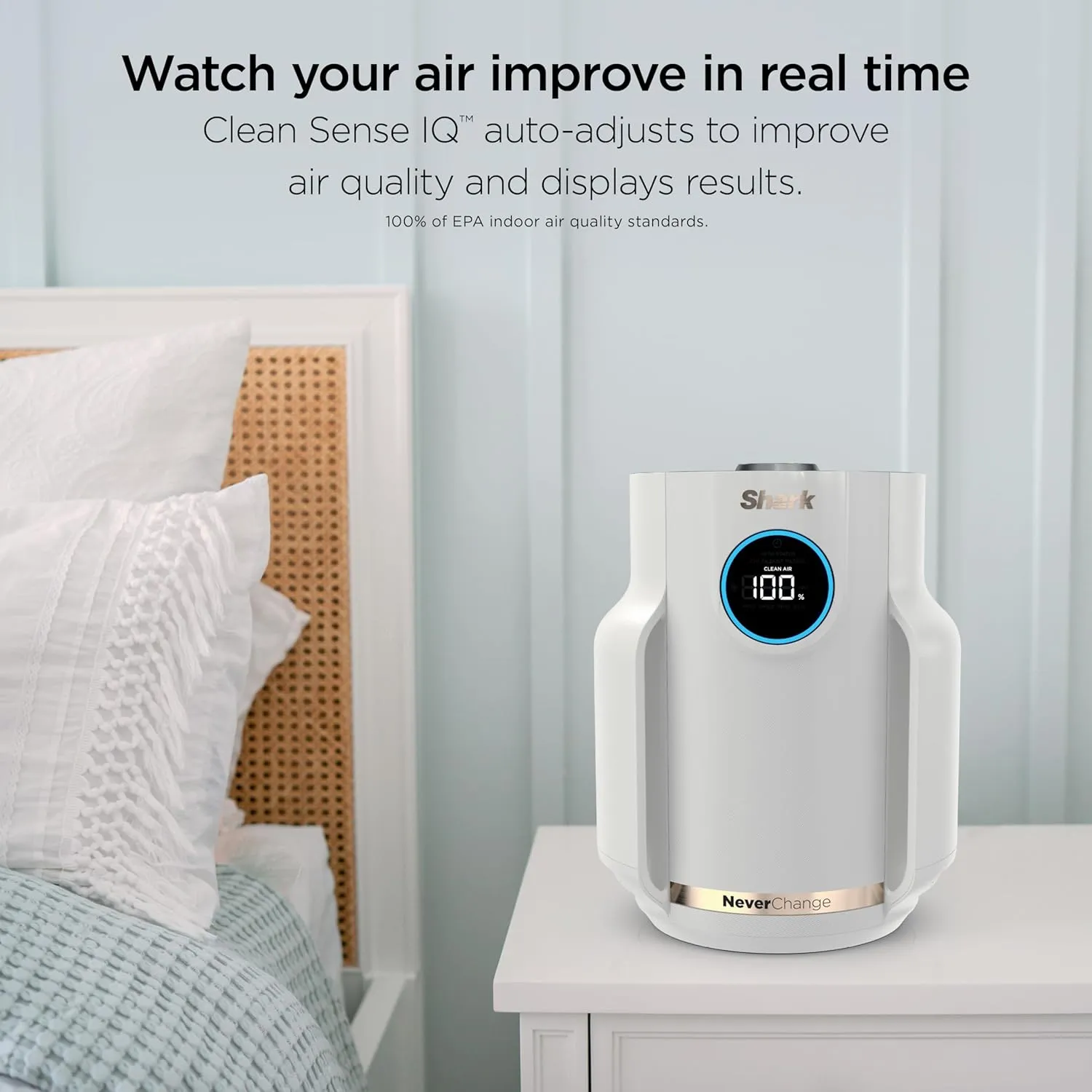 Shark NeverChange Air Purifier Compact Pro, Long-Lasting HEPA-Exceeding Filtration, For Pet Dander, Dust, Smoke, Allergens, Up to 250 sq. ft., Odor Neutralizer, Bedroom, Nursery, Dorm, HP072 (2025)