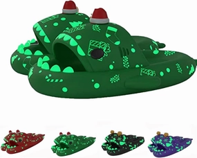 Shark Slides Glow in the Dark, Christmas Shark Slides, Santa Shark Slides, 3D Cartoon Spooky Cloudy Shark Slippers