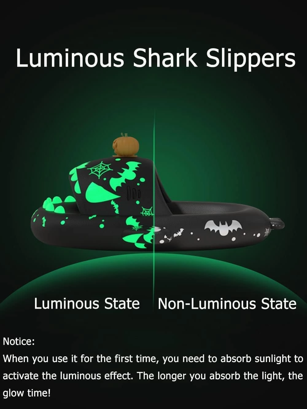 Shark Slides Glow in the Dark, Christmas Shark Slides, Santa Shark Slides, 3D Cartoon Spooky Cloudy Shark Slippers