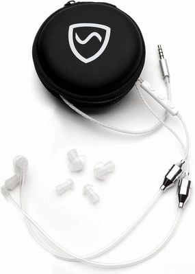 Shield Your Body Air Tube Headset, Stereo Earbuds with Microphone and Case, Wired Anti Radiation Headphones, Built-in Controls, Works on Any Device with A Standard 3.5mm Audio Jack, White