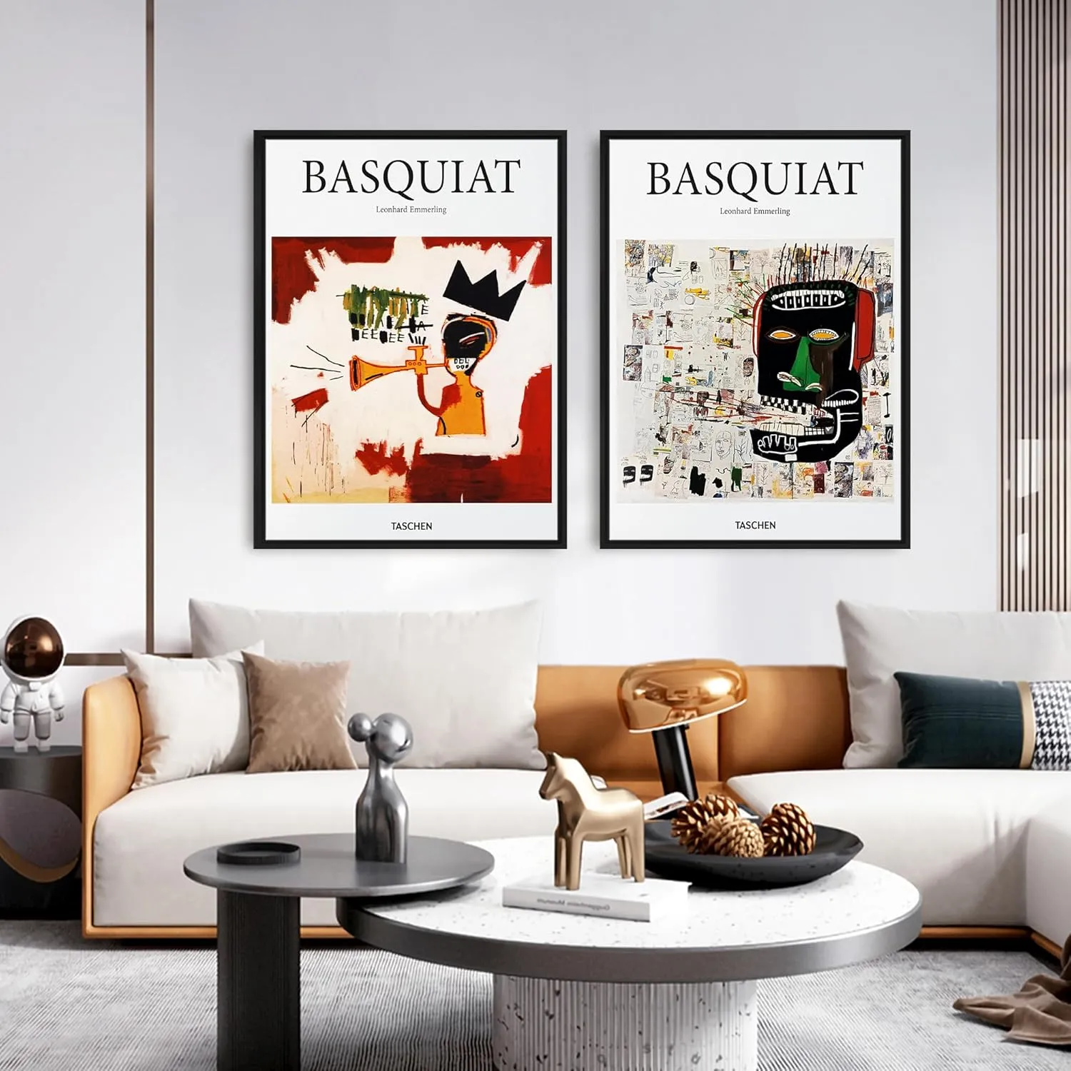 shihuakou1.1 Frame Basquiat Wall Art Set of 2, Jean Michel Basquiat Colorful Graffiti Canvas for Bedroom Living Room Offico 16x24 in