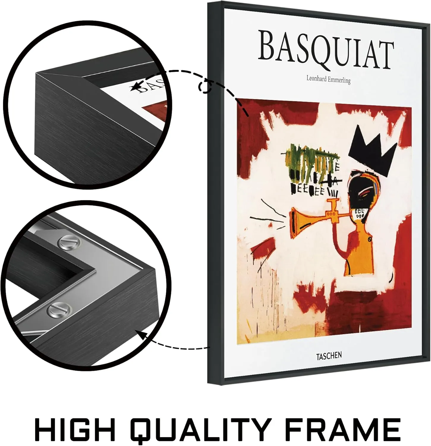 shihuakou1.1 Frame Basquiat Wall Art Set of 2, Jean Michel Basquiat Colorful Graffiti Canvas for Bedroom Living Room Offico 16x24 in