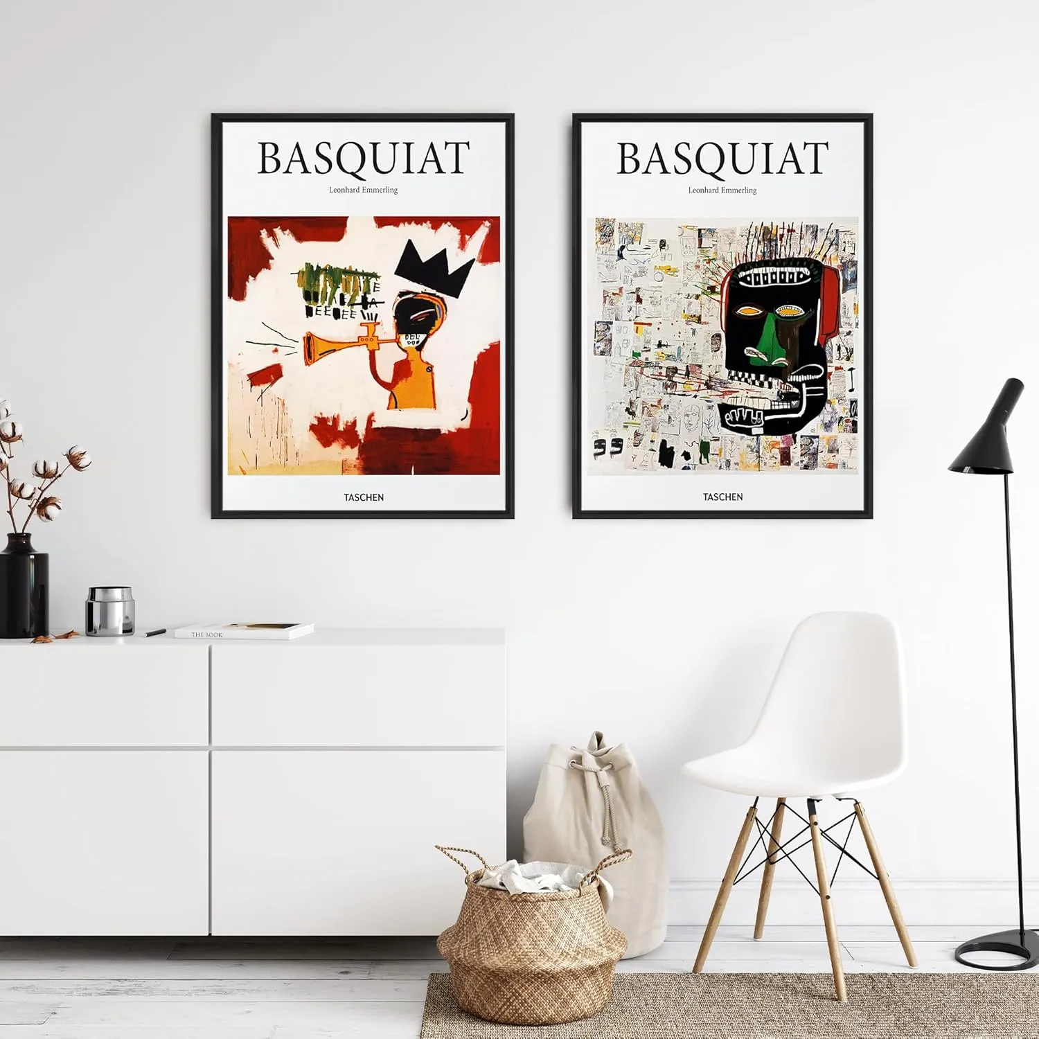 shihuakou1.1 Frame Basquiat Wall Art Set of 2, Jean Michel Basquiat Colorful Graffiti Canvas for Bedroom Living Room Offico 16x24 in