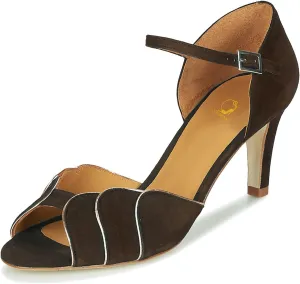 SHODENSE Women Kitten Heel Sandals Pumps Ankle Strap Open Peep Toe Suede Dress Shoes Cutout Stiletto Mid Heels Pointed Toe Pump Patchwork Buckle Gold Edge Office Wedding Party Dancing Shoe 4-11 M US