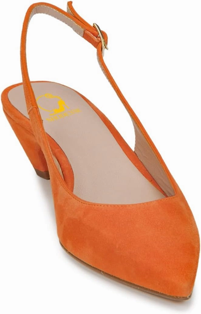 SHODENSE Women Low Kitten Heels Slingback Pumps Shoes Closed Pointed Toe Suede Sandals Ankle Buckle Strap Backless Chunky Block Heel Dress Shoes Ladies Office Work Wedding Party Shoe Comfort 4-11 M US