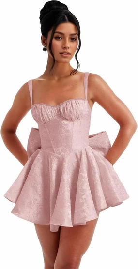 Short Satin Homecoming Dresses with Bows Applique Corset Prom Dress Mini HOCO Party Cocktail Gowns for Teens