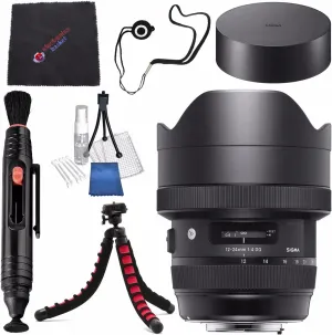 Sigma 12-24mm f/4 DG HSM Art Lens for Canon EF #205954   Lens Pen Cleaner   Microfiber Cleaning Cloth   Lens Capkeeper   Deluxe Cleaning Kit   Flexible Tripod Bundle (International Model No Warranty)