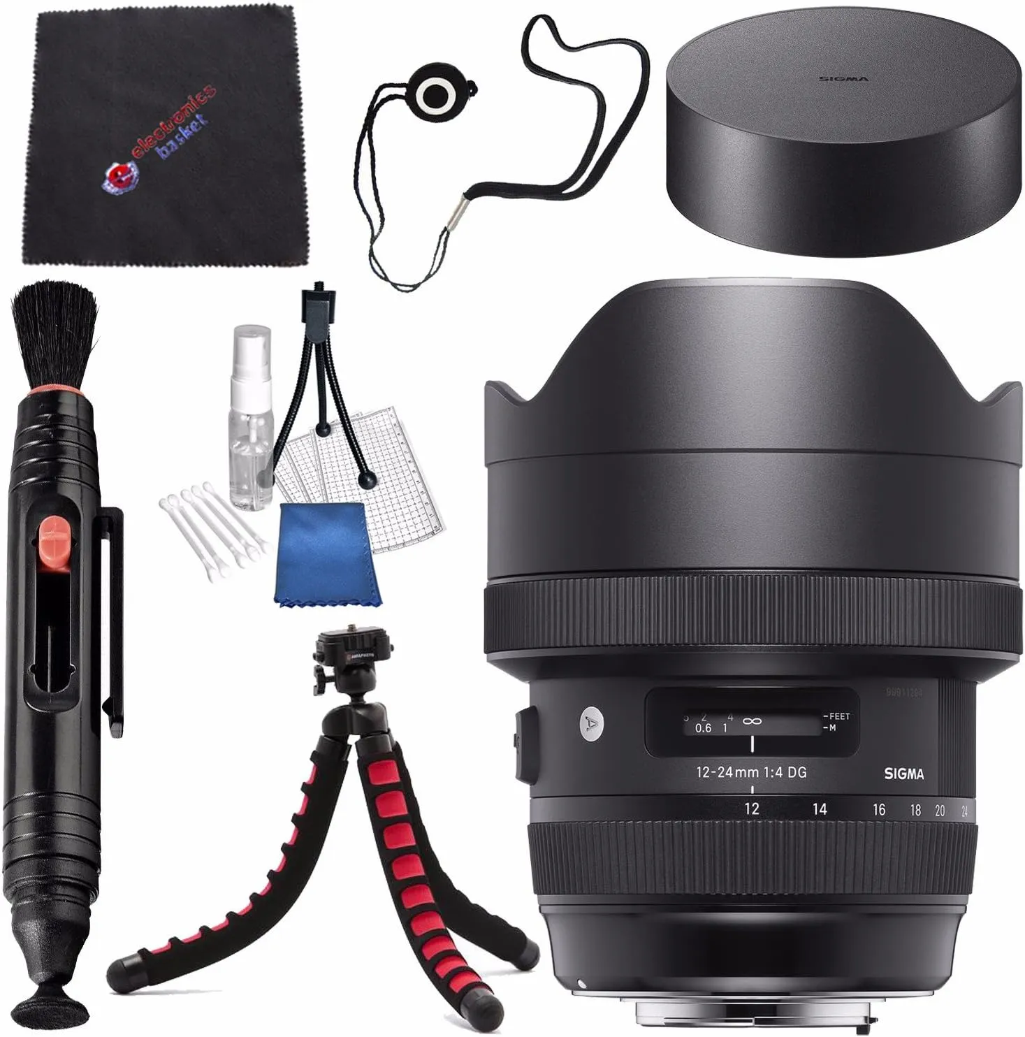 Sigma 12-24mm f/4 DG HSM Art Lens for Canon EF #205954   Lens Pen Cleaner   Microfiber Cleaning Cloth   Lens Capkeeper   Deluxe Cleaning Kit   Flexible Tripod Bundle (International Model No Warranty)