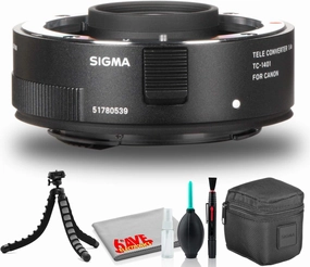 Sigma TC-1401 1.4X Teleconverter for Canon EF Bundle Includes Flexible Tripod, Soft Carry Case, and 6Ave Cleaning Kit