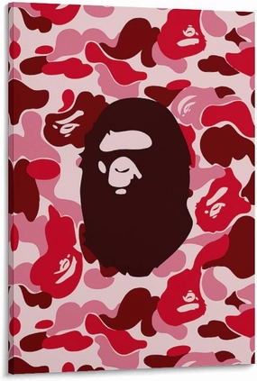 silanod Bape Camo Monkey Hypebeast Room Aesthetic Posters Poster For Living Room Bedroom Bathroom Office Kitchen Decor Frame-style12x18inch(30x45cm)