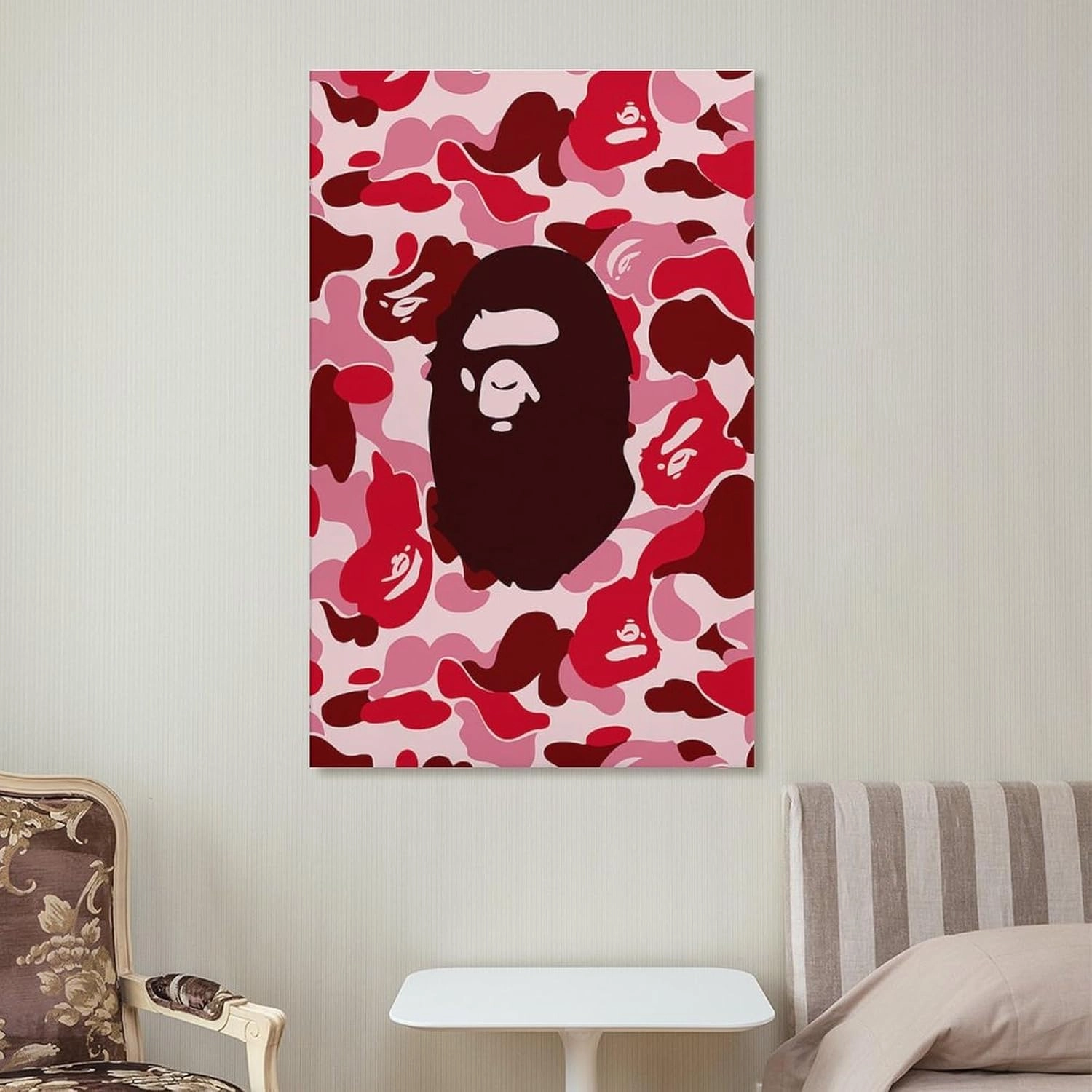silanod Bape Camo Monkey Hypebeast Room Aesthetic Posters Poster For Living Room Bedroom Bathroom Office Kitchen Decor Frame-style12x18inch(30x45cm)
