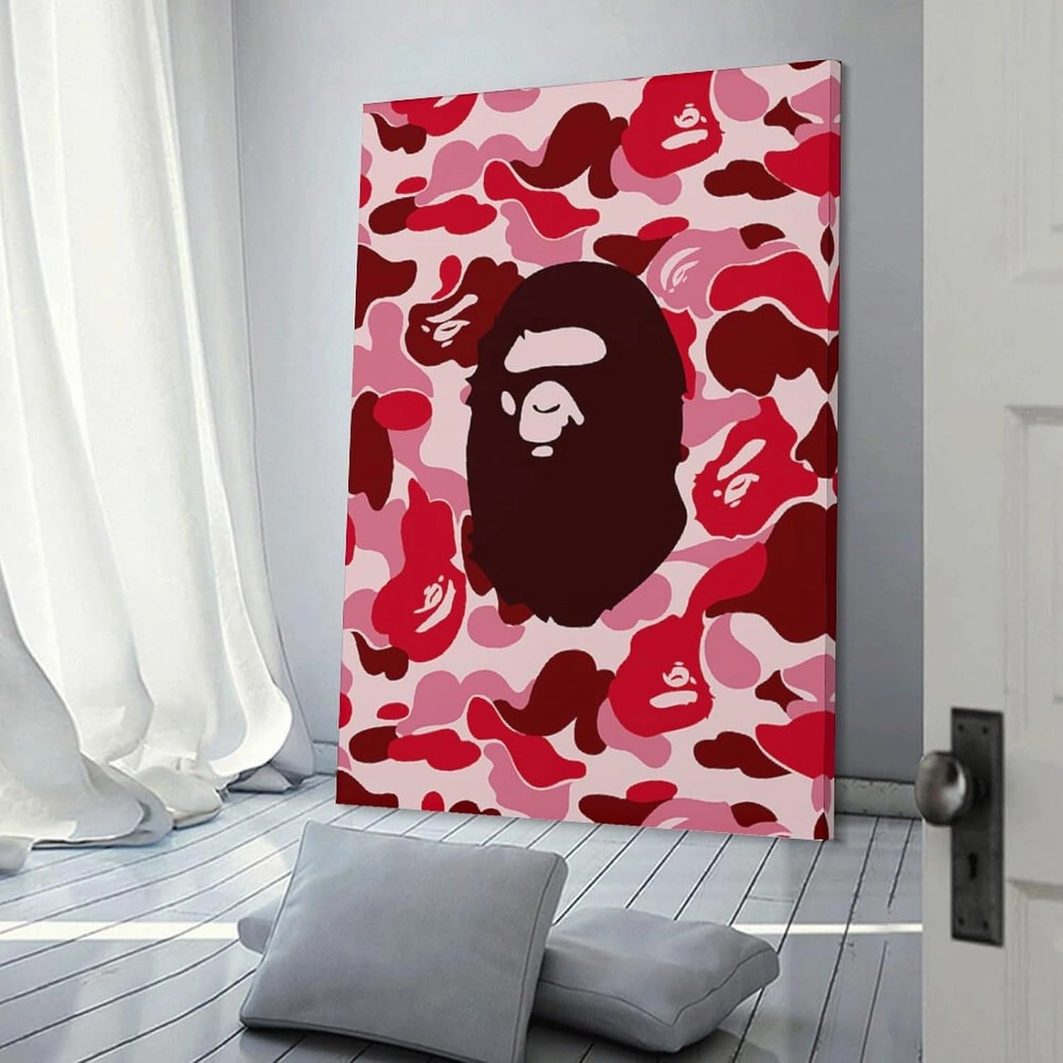 silanod Bape Camo Monkey Hypebeast Room Aesthetic Posters Poster For Living Room Bedroom Bathroom Office Kitchen Decor Frame-style12x18inch(30x45cm)