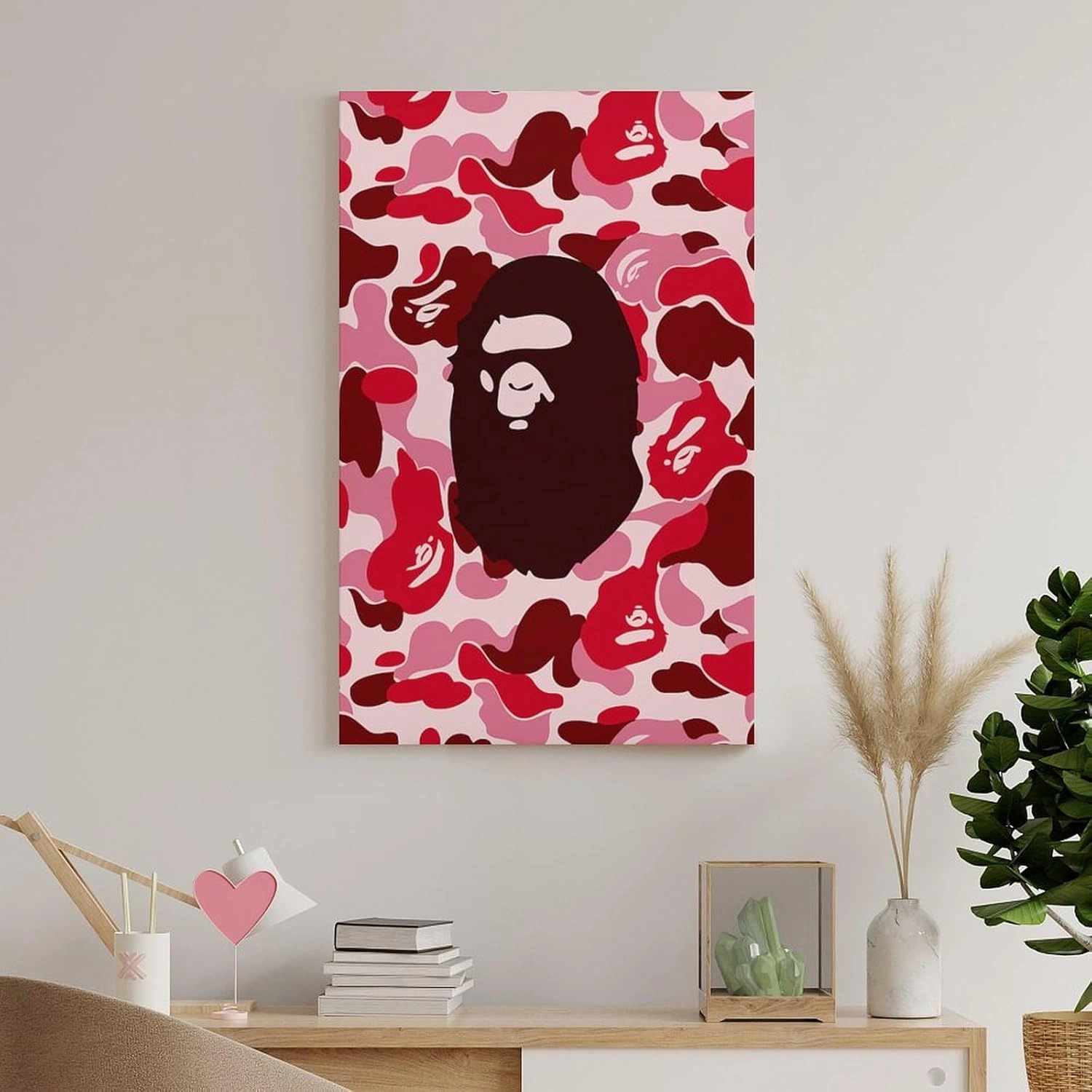 silanod Bape Camo Monkey Hypebeast Room Aesthetic Posters Poster For Living Room Bedroom Bathroom Office Kitchen Decor Frame-style12x18inch(30x45cm)