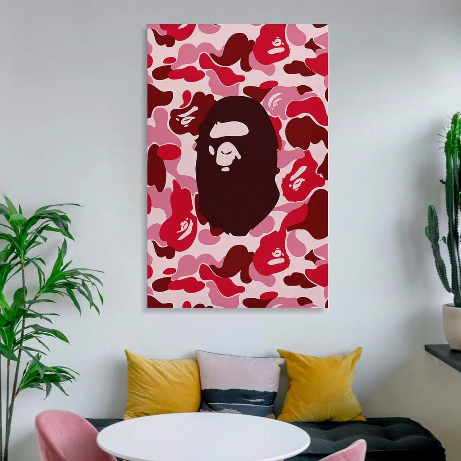 silanod Bape Camo Monkey Hypebeast Room Aesthetic Posters Poster For Living Room Bedroom Bathroom Office Kitchen Decor Frame-style12x18inch(30x45cm)