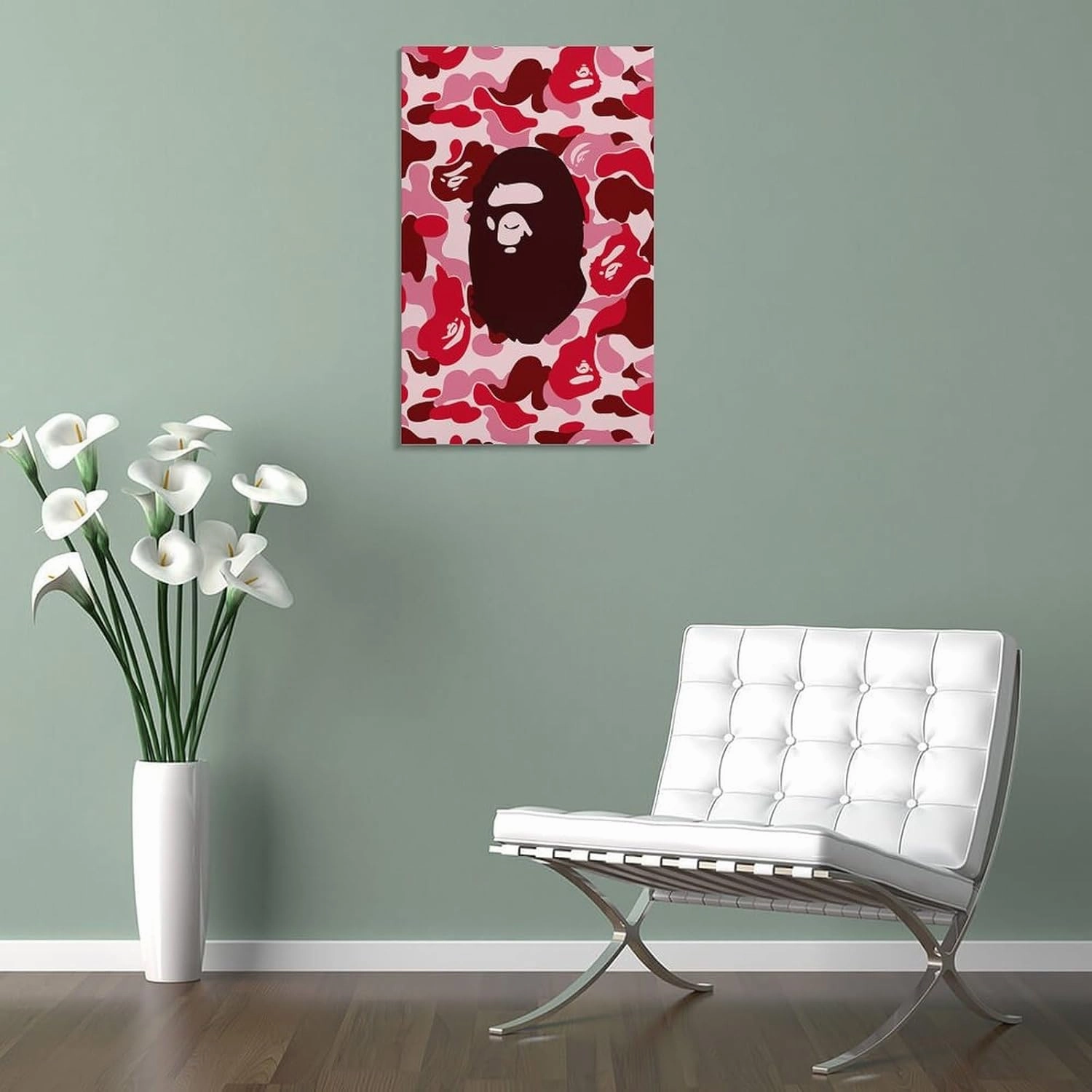 silanod Bape Camo Monkey Hypebeast Room Aesthetic Posters Poster For Living Room Bedroom Bathroom Office Kitchen Decor Frame-style12x18inch(30x45cm)