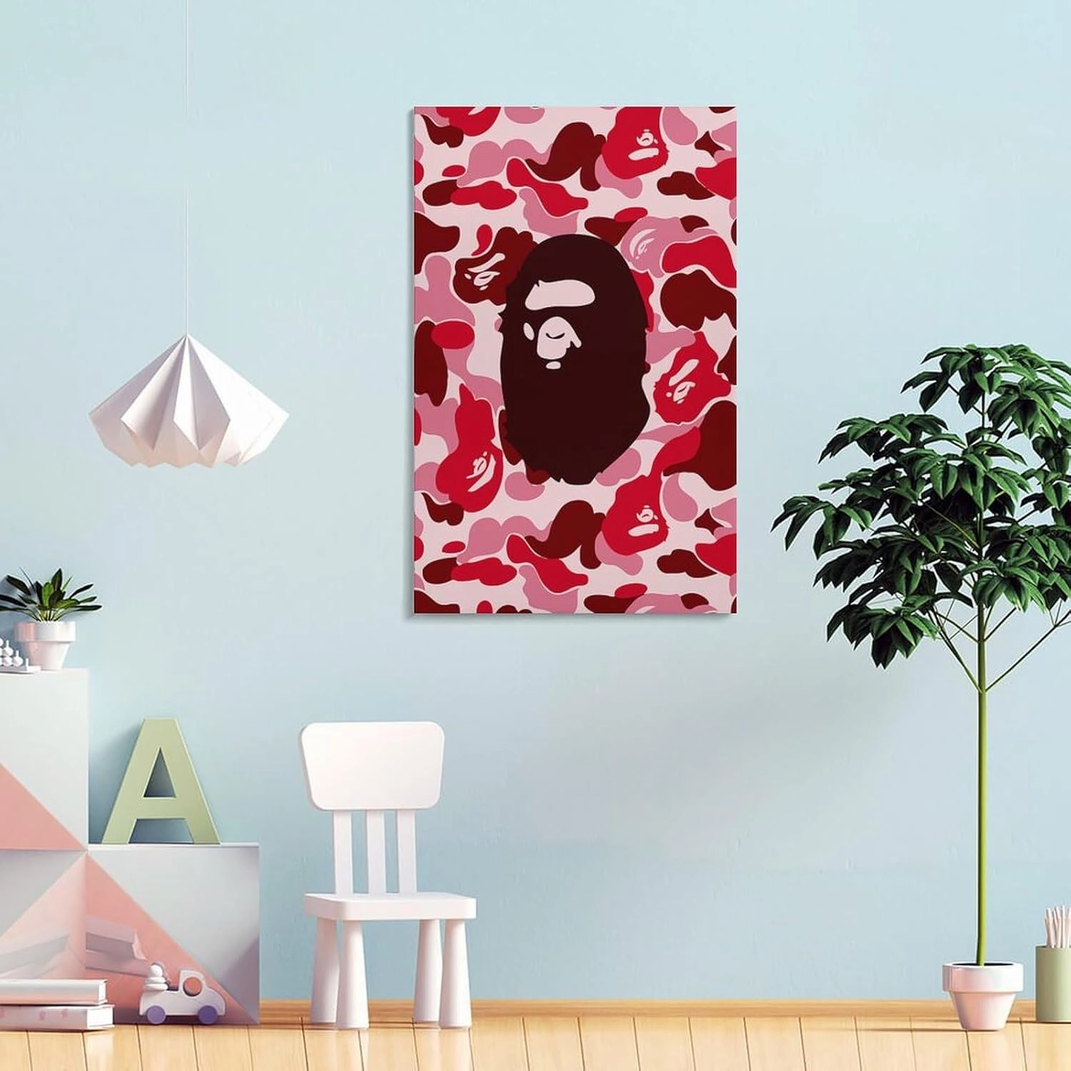 silanod Bape Camo Monkey Hypebeast Room Aesthetic Posters Poster For Living Room Bedroom Bathroom Office Kitchen Decor Frame-style12x18inch(30x45cm)