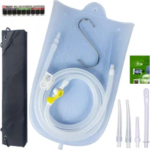 Silicone Enema Bag for Colon Cleanse – 2L Silicone Enema Bag with 6.3ft Tubing, 5 Enema Tips and Controllable Flow Valve - Colonic Irrigation Home kit for Coffee and Water Colon Cleanse