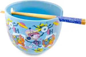 Silver Buffalo Adventure Time Toss Print Ceramic Ramen Dinnerware Set | Includes 20-Ounce Noodle Bowl and Wooden Chopsticks