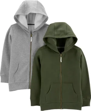 Simple Joys by Carter's Toddlers and Baby Boys' Fleece Full-Zip Hoodies, Pack of 2