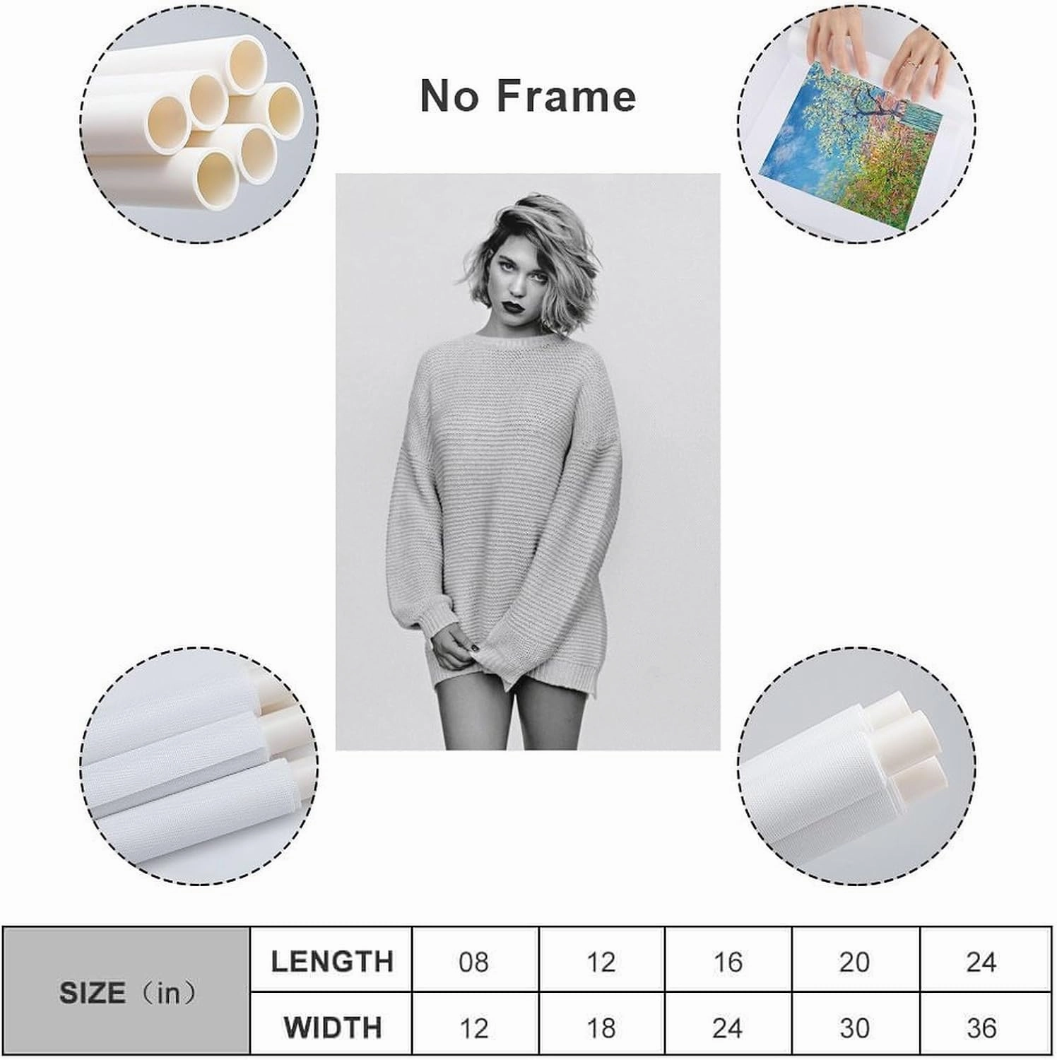 SINUJE The Actress Léa Seydoux Poster 3 Canvas Wall Art For Room Aesthetic And Decor Poster For Bedroom Living Room Bathroom Kitchen Office Decor 20x30inch(50x75cm) Unframe-style