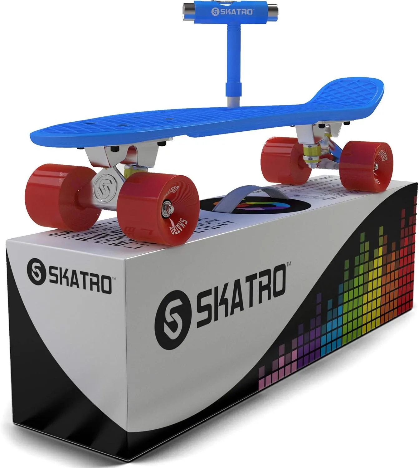 Skatro Mini Cruiser Skateboard. 22x6inch Retro Style Plastic Board Comes Complete
