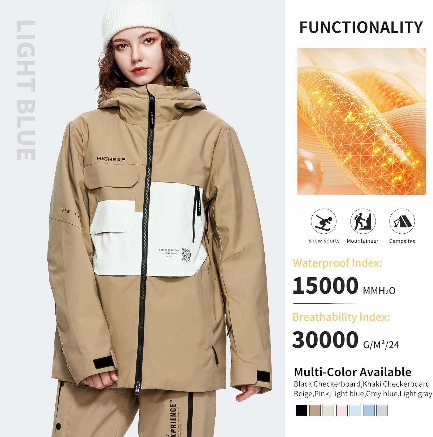 Ski Jacket Snowboard Coat Snow Winter Waterproof Insulated Windproof Baggy Warm Hooded Jacket for Men Women