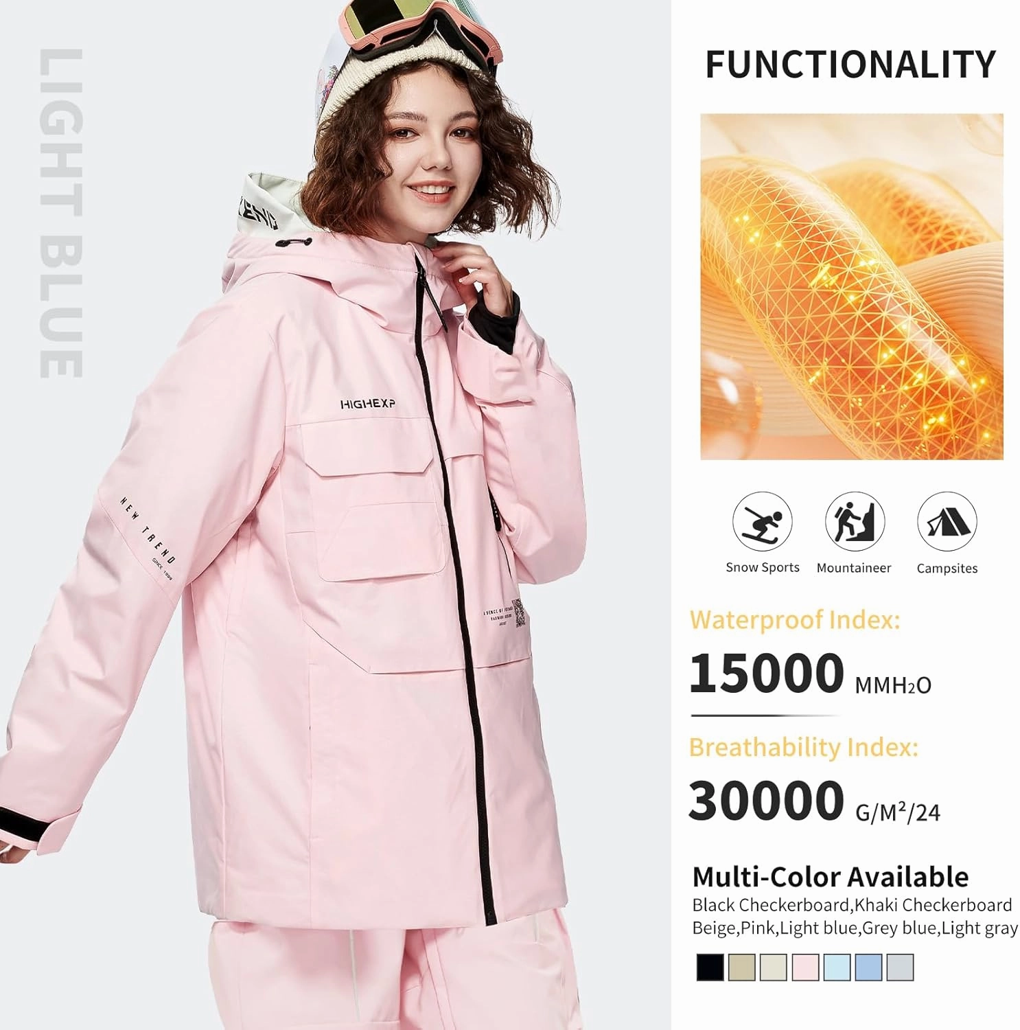Ski Jacket Snowboard Coat Snow Winter Waterproof Insulated Windproof Baggy Warm Hooded Jacket for Men Women