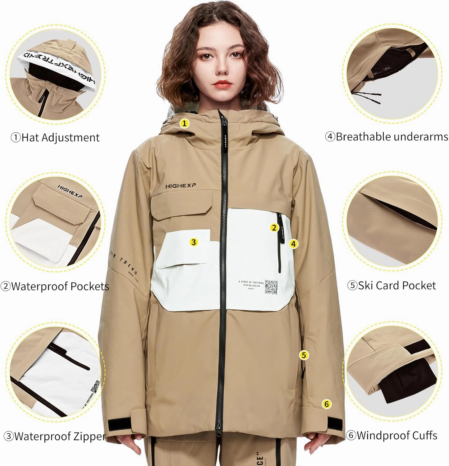 Ski Jacket Snowboard Coat Snow Winter Waterproof Insulated Windproof Baggy Warm Hooded Jacket for Men Women