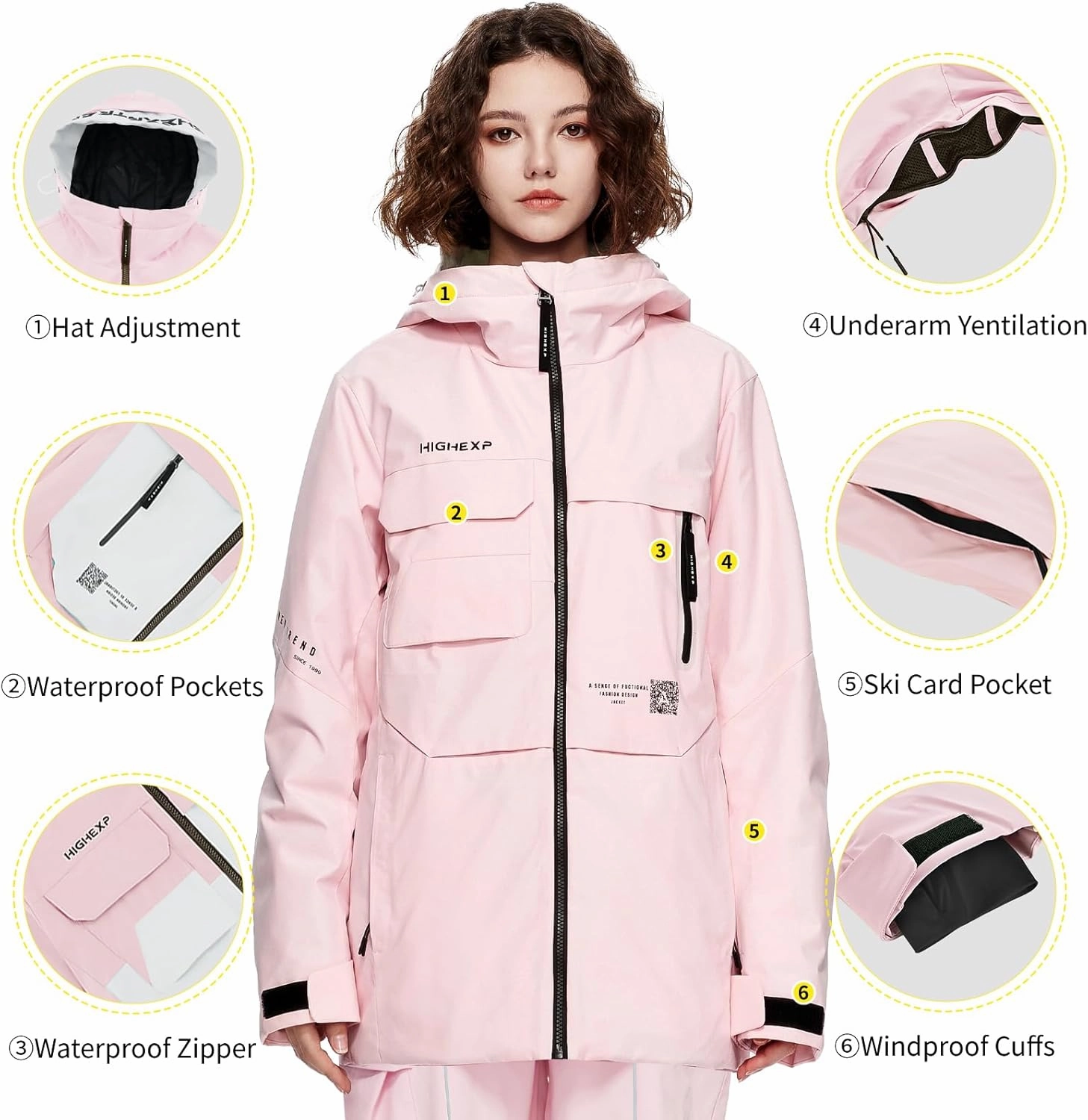 Ski Jacket Snowboard Coat Snow Winter Waterproof Insulated Windproof Baggy Warm Hooded Jacket for Men Women