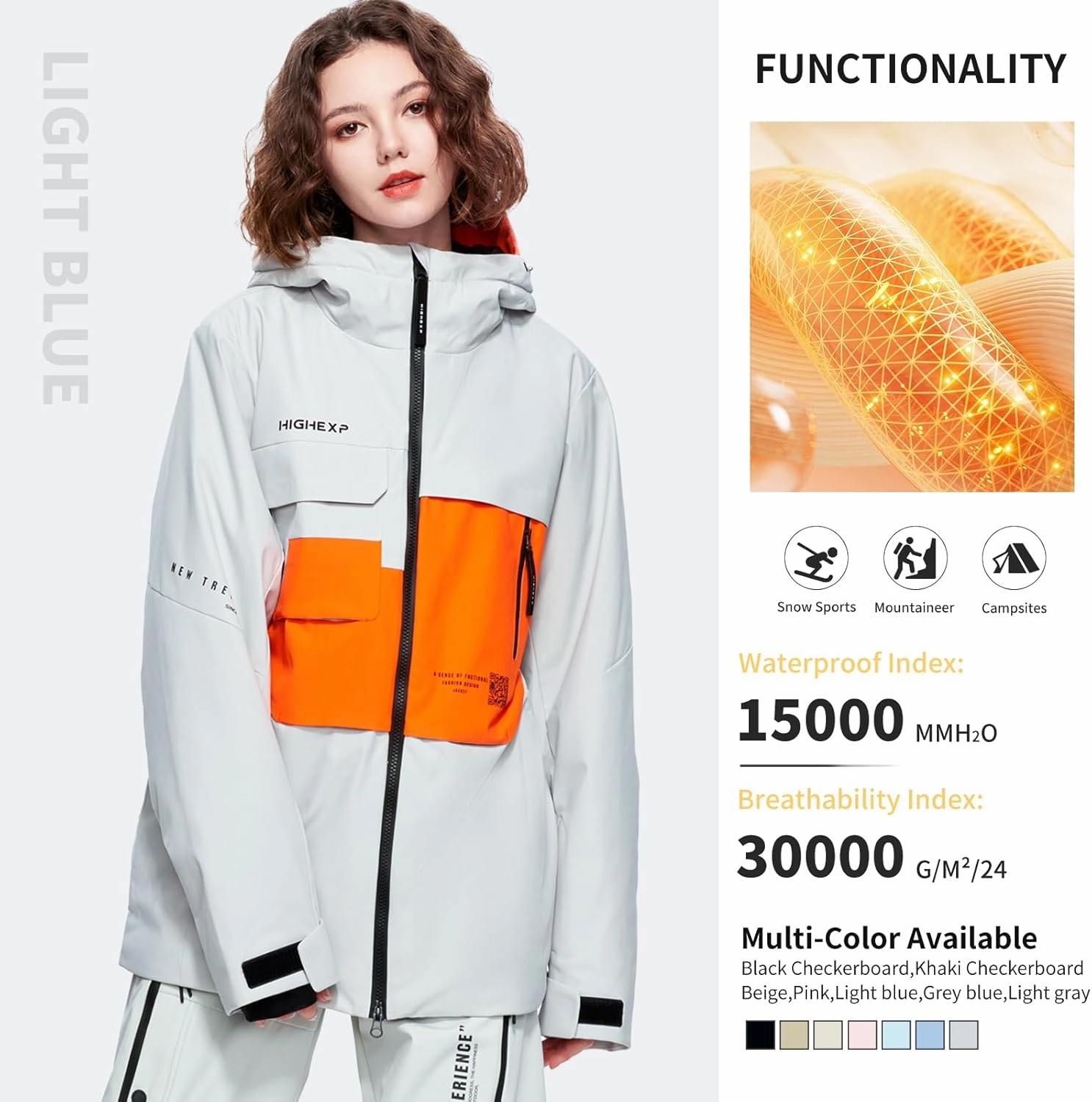 Ski Jacket Snowboard Coat Snow Winter Waterproof Insulated Windproof Baggy Warm Hooded Jacket for Men Women