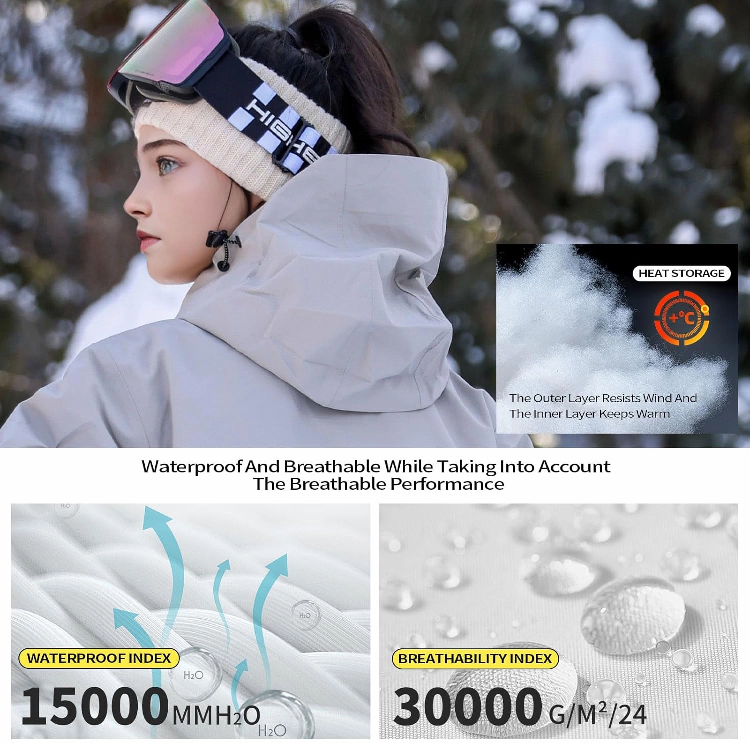 Ski Jacket Snowboard Coat Snow Winter Waterproof Insulated Windproof Baggy Warm Hooded Jacket for Men Women