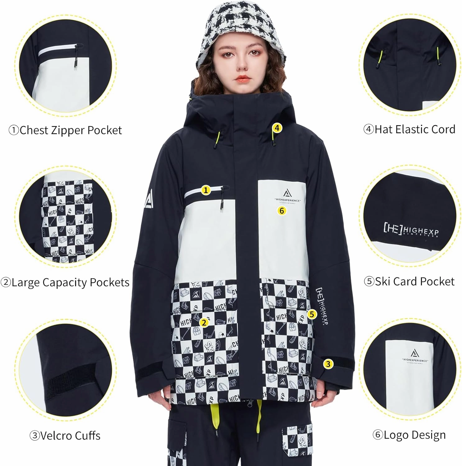 Ski Jacket Snowboard Coat Snow Winter Waterproof Insulated Windproof Baggy Warm Hooded Jacket for Men Women