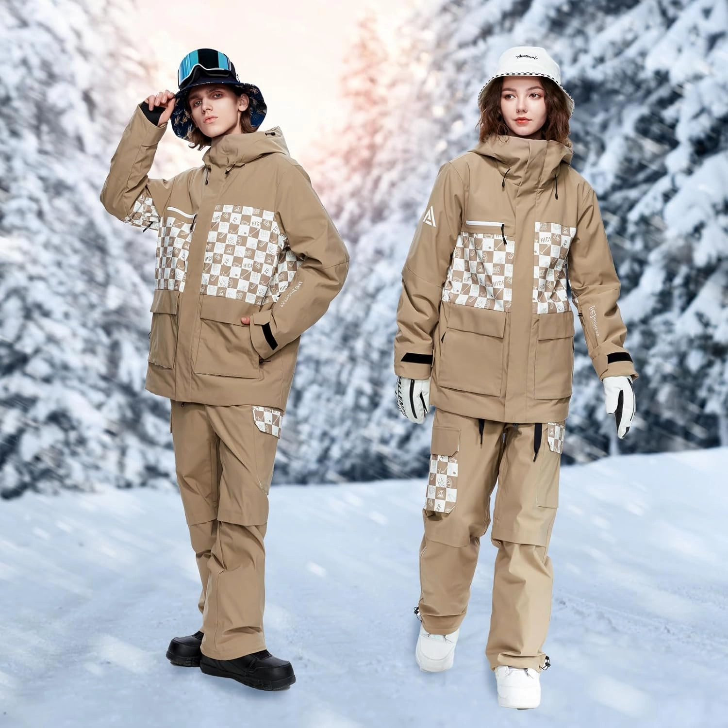 Ski Jacket Snowboard Coat Snow Winter Waterproof Insulated Windproof Baggy Warm Hooded Jacket for Men Women