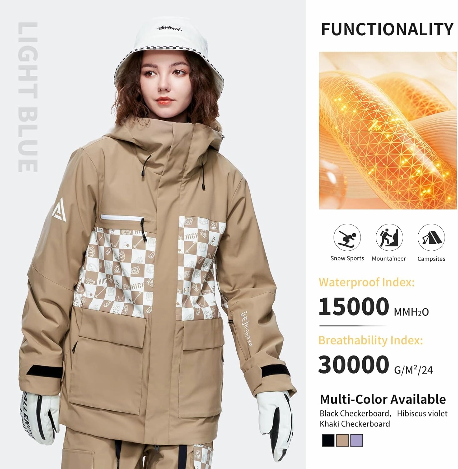 Ski Jacket Snowboard Coat Snow Winter Waterproof Insulated Windproof Baggy Warm Hooded Jacket for Men Women