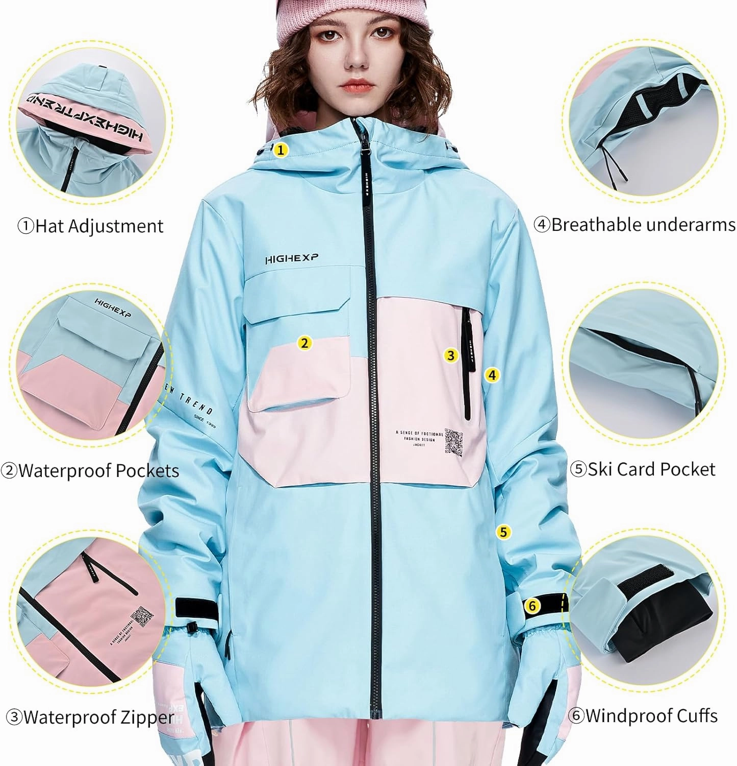 Ski Jacket Snowboard Coat Snow Winter Waterproof Insulated Windproof Baggy Warm Hooded Jacket for Men Women