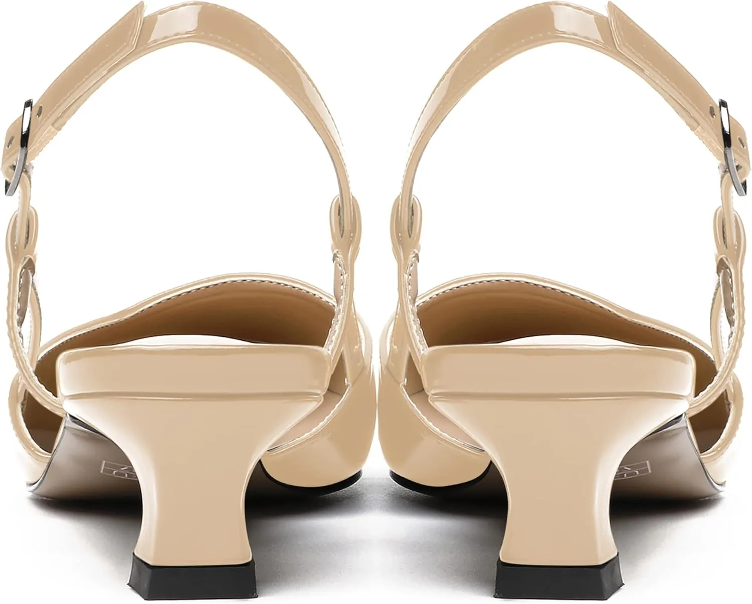 SKYSTERRY Women's Patent Slingback Cute Cut Out Pointed Toe Office Spool Low Kitten Heel Pumps Office Work Shoes 1.5 Inch
