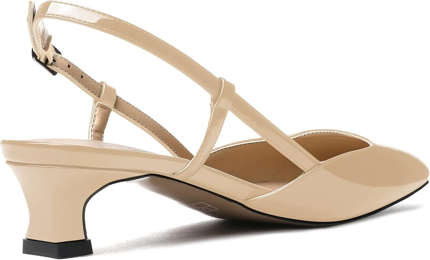 SKYSTERRY Women's Patent Slingback Cute Cut Out Pointed Toe Office Spool Low Kitten Heel Pumps Office Work Shoes 1.5 Inch