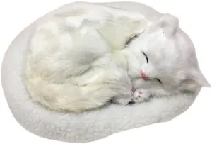 Sleeping Toy Cat, Breathing Cuddly Cats Stuffed Animal Doll with Soft Mat Bed and Simulated Sound, Stuffed Plush Toys,Purring Cat Toys for Kids Home Ornament (C)