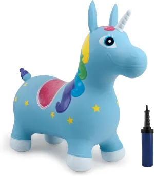 Small World Toys Bouncy Unicorn Horse, Ride on Bouncy Animals for Toddlers 1-3, Gertie Inflatable Hopping Toy with Pump, Bouncing Animal Hopper Birthday Gift for Kids Toddlers Boys Girls