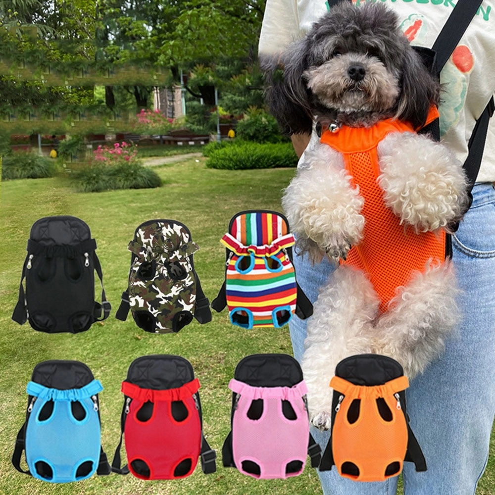 Small Dog Carrier Backpack Legs Out Pet Puppy Carrier | Hands-Free Cat Travel Bag for Walking, Hiking, and Motorcycle Use