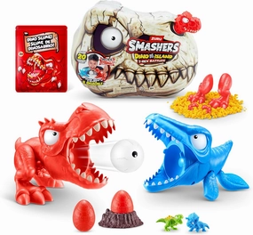 Smashers Dino Island Mini T-Rex Battles Playset (Red Dino) by ZURU Boys Dinosaur Battling Toys Shoots Fires Collectible Surprise Unboxing Skull