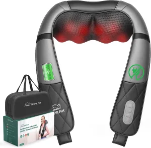 Snailax Rechargeable Neck Massager with Heat, Shiatsu Back and Neck Massager, Cordless Portable Deep Kneading Shoulder Massage Pillow, Gifts for Dad Mom