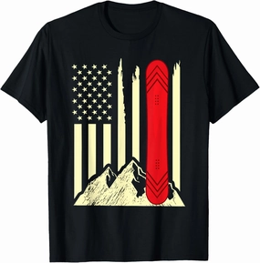 Snowboarding Skiing Snowboard American Flag Snowboarder T-Shirt