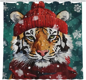 Snowflake Shower Curtain Colorful Tiger Shower Curtain for Bathroom Set Winter Shower Curtain Waterproof Shower Curtain for Bathtub Decor 72x72 inch