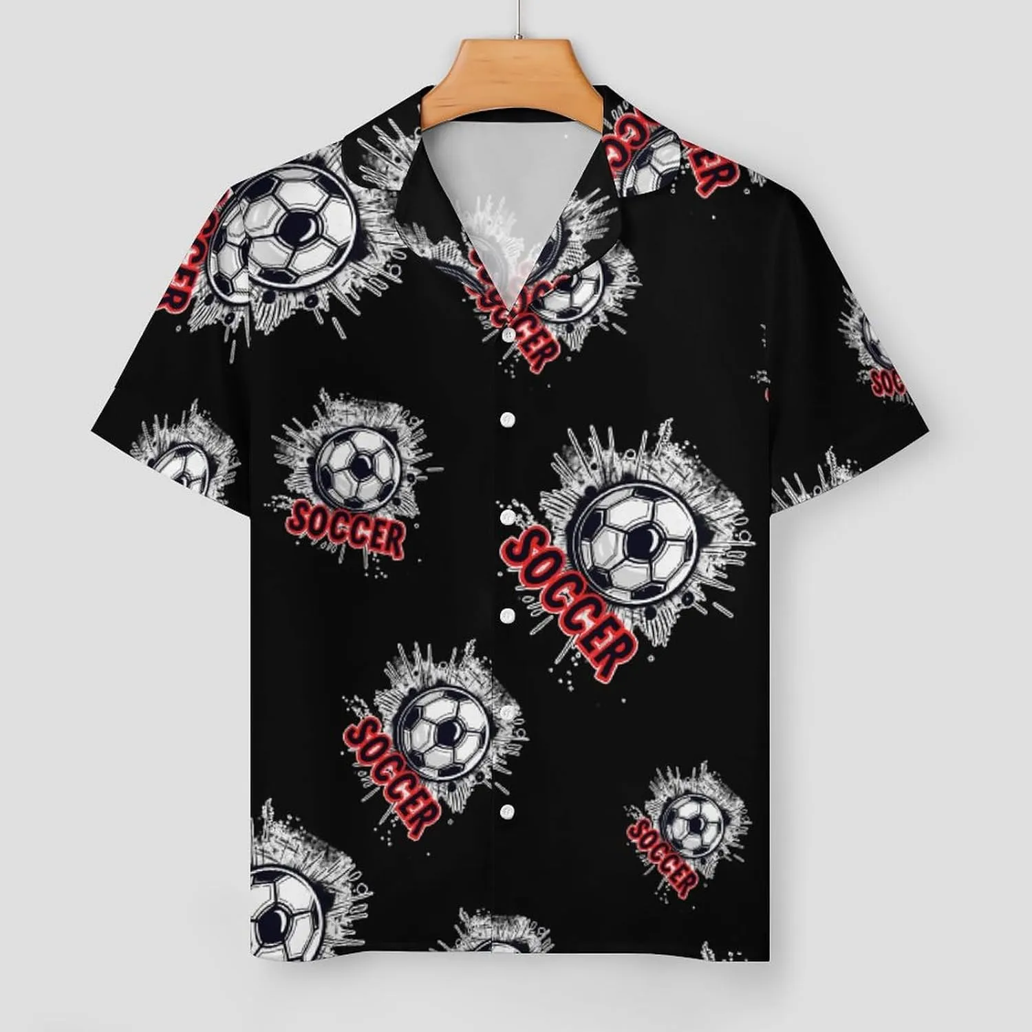 Soccer Ball Women's Satin Pajama Set Short Sleeve Button Down Sleepwear Loungewear Pj Set